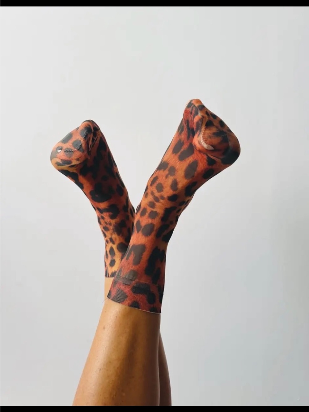 Sockette Teddy Tiger Print Crew Socks - Orange/Brown.